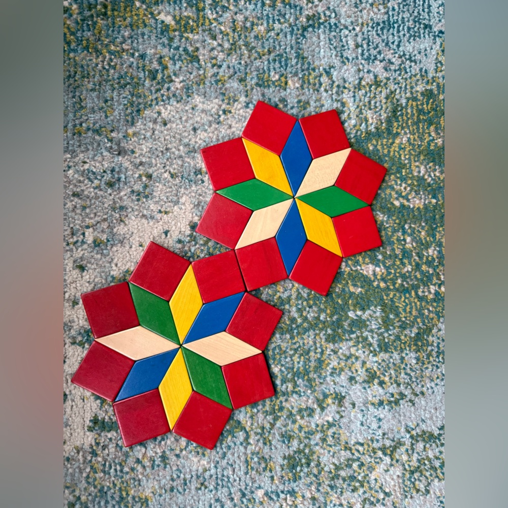 Vintage handmade set Scandinavian colorful wooden trivets